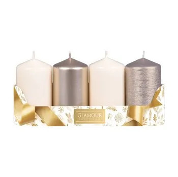 Svíčka Svíčka adventní VÁLEC mix povrchů d5x9cm 4ks