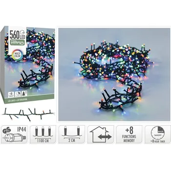 Vánoční dekorace Světelný řetěz micro cluster 560 LED barevný, délka 11 m, venkovní. použití, 230V