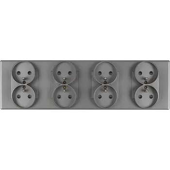 Elektrická zásuvka KONTAKT ZÁSUVKA ELEKTRICKÁ PLASTOVÁ MATNÁ F60 ČTYŘNÁSOBNÁ 4x2 ŠEDÁ STŘÍBRNÁ