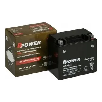 Trakční baterie Gelový akumulátor BPOWER GTX14L GEL 12V 12Ah náhrada za YTX14L