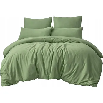 Povlečení SADA POVLEČENÍ COMFORT 140X200 HLADKÝ BAVLNĚNÝ SATÉN OLIVOVÁ