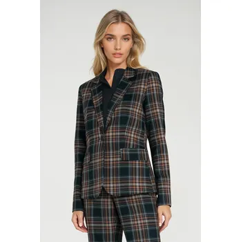 Dámské sako Klasické kostkované sako Z87 Barva: Tmavě Modrá, Velikost: XL