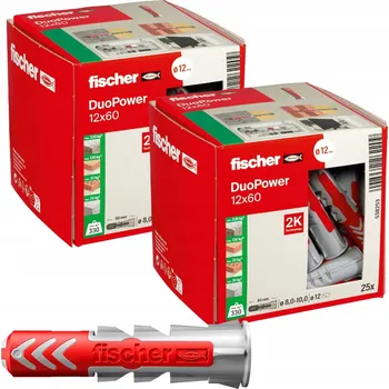 Hmoždinka FISCHER DUOPOWER 12x60 Hmoždinka rozpěrná se šroubem do dutých cihel, betonu a sádrokartonu x2