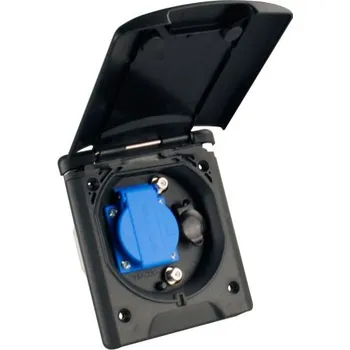 Elektrická zásuvka ABL Venkovní zásuvka na 12V/230V s magnetickým zámkem - černá