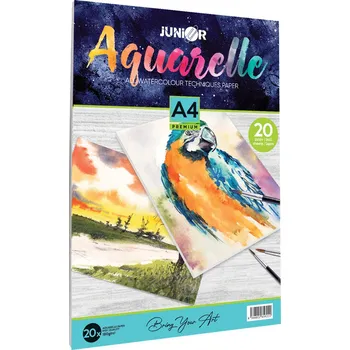 Výtvárné potřeby Junior Blok na malování akvarelovými technikami Aquarelle - A4 PREMIUM 20 listový, 180g/m2