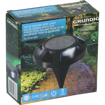 Venkovní osvětlení Grundig solární LED zemní bodové světlo 12 cm černé
