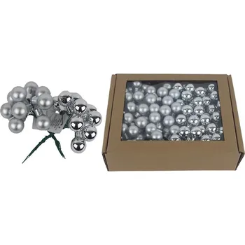 Vánoční dekorace Skleněné baňky na drátku stříbrné, pr. 2cm, S0570-28/BOX 144 ks