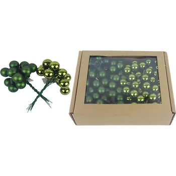 Vánoční dekorace Skleněné baňky na drátku zelené, pr. 2cm, S0570-16/BOX 144 ks