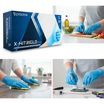 Pracovní rukavice Procera Rukavice X-NITRIGLO nepudrované, různé barvy Velikost S modrá
