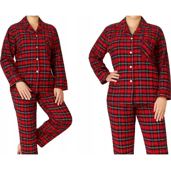 Dámské pyžamo Dámské flanelové pyžamo na knoflíky bavlna flanel kostkované vícebarevná XL