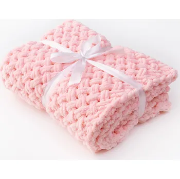 Dětská deka Matějovský Knittingly dětská - růžová Ručně pletená deka 80/100