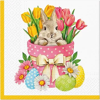 Papírový kapesník Ubrousky PAW L 33x33cm Flower Bunny