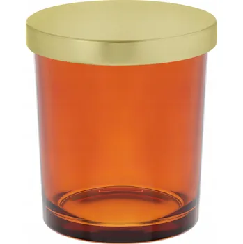 Sklenice Jantarová sklenice na svíčky 300 ml se zlatým víčkem