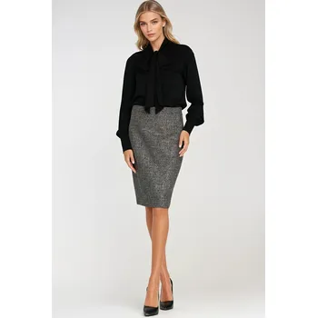 Dámská sukně Tužková sukně s ozdobným zipem melanž SP85 Barva: Černá, Velikost: M