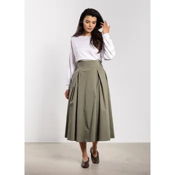 Dámská sukně Elegantní midi sukně s vysokým pasem a zavazováním A738 Barva: Světle zelená, Velikost: S