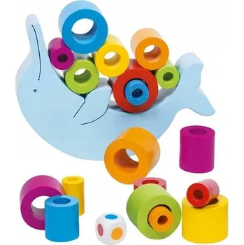 Dřevěná hračka Dovednostní hra Balancující delfín Goki