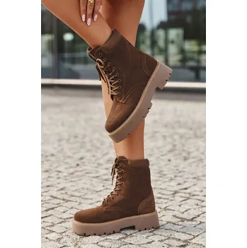 Dámské kozačky Semišové workery dámské s šněrováním Big Star SS274791 Barva: Béžová, Velikost: 39