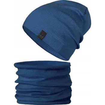 Čepice Džínový komplet čepice + nákrčník tuba pruh podzim jaro vel. 52-56