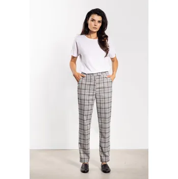 Dámské kalhoty Dámské kostkované cigaretové kalhoty A748 Barva: Šedá, Velikost: XL