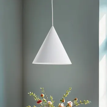 TK Lighting Závěsné svítidlo Cono, bílé, Ø 25 cm, ocel, jedno světlo - Stříška - Ø 8 cm, výška 3 cm bílý matný 1 x 15 W LED - Doprava zdarma