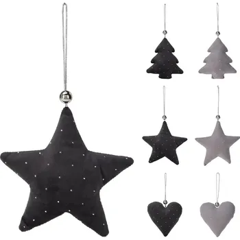 Vánoční dekorace Vánoční hvězda, stromeček, srdce 130 mm, šedá, tmavě-šedá (6 variant) cena je za 1 ks