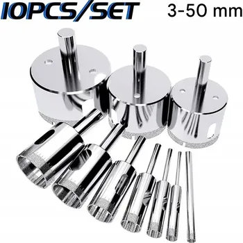 Vrták Sada diamantových děrovek 6-68MM na dlažbu, sklo, obklady - korunky 10 Ks