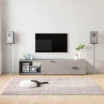 vidaXL Stojany na reproduktor 2 ks stříbrné tvrzené sklo 1 sloupek