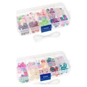 Dětské navlékací korálky Sada gumových korálků v krabičce s dětskými motivy 100 ks