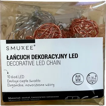Vánoční dekorace Světelný řetěz Smukee 135 cm na baterie, hnědý