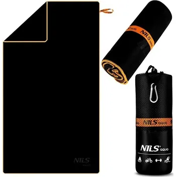 Ručník Ručník Černý 180x100 Rychleschnoucí z Mikrovlákna NILS Lehký Pevný Velký