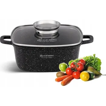 Hrnec Hrnec čtvercový mramorový hrnec Edenberg 22 cm 3,7 L s víkem