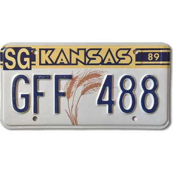 Plechová cedule Americká SPZ Kansas 1989 Wheat GFF 488