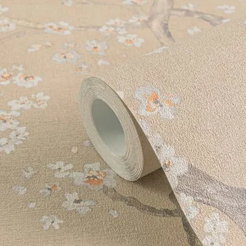 Tapeta Vinylová tapeta na vliesu květ třešně béžová větvičky rostlinný motiv 10 m