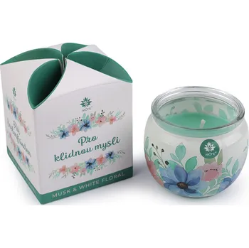 Svíčka Vonná svíčka ve skle 90 g, barva 25 Pro klidnou mysli tyrkys