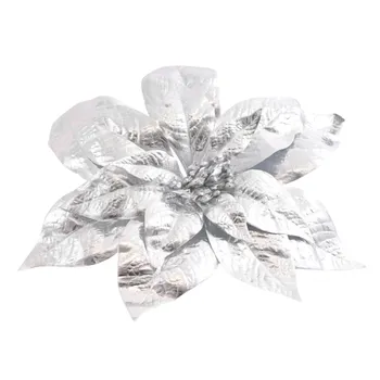 Vánoce Sherin Dekorativní květina na strom ROSE 250 mm / Stříbrná