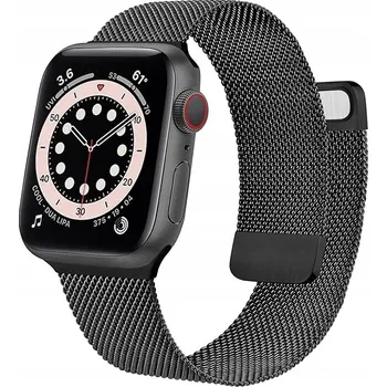 Řemínek na hodinky ŘEMÍNEK PRO HODINKY APPLE WATCH 1/2/3/4/5/6/7/8/9/10/SE 42/44/45 ČERNÝ OCEL