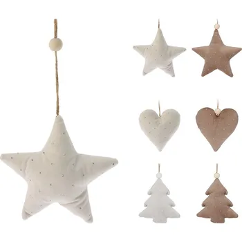 Vánoční dekorace Vánoční hvězda, stromeček, srdce 130 mm, béžová, hnědá (6 variant) cena je za 1 ks