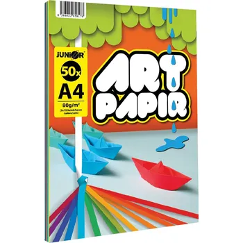 Barevný papír Junior Složka barevného papíru A4 - ART PAPIR 50 listů /10 barev, 80g/m2