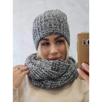 Šála Dámský set BONA K261 šedá + černá, VELIKOST UNI