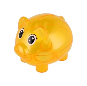 Pokladnička Průhledná plastová pokladnička prasátko žluté, 11x9cm