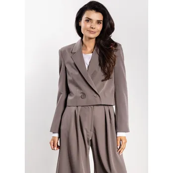 Dámské sako Elegantní dámské dvouřadé sako volného střihu A744 Barva: Světle Hnědá, Velikost: L