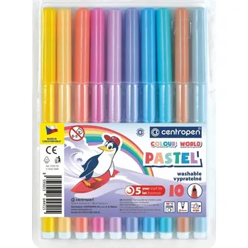 Fixy popisovače pro děti, fixy Centropen pro děti, sada pastelových školních fixů 10 ks