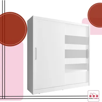 Šatní skříň Skříň Family Meble RITA III 180 CM 180 x 200 x 62 cm bílá skříň se zrcadlem