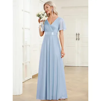 Dámské šaty Třpytivé maxi šaty s obálkovým výstřihem Barva: Modrá, Velikost: 9XL