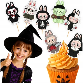 Obraz TOPPER ZÁPICHY DO DORTU OZDOBNÁ DEKORACE - HALLOWEEN LABU POSTAVY 7ks