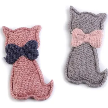 Nášivka Textilní aplikace / nášivka kočka, barva 2 šedá neutrální