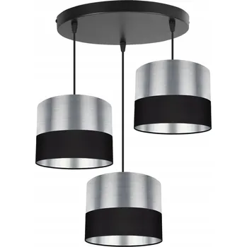 ZÁVĚSNÉ STROPNÍ SVÍTIDLO TŘÍRAMENNÝ LUSTR STÍNÍTKO CHROM ČERNÁ GLAMOUR