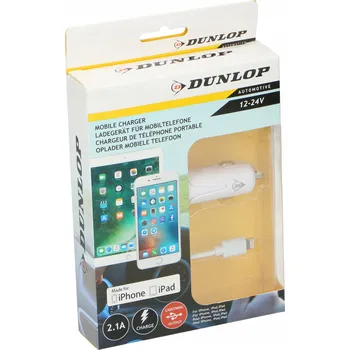 Nabíječka autobaterie Nabíječka automobilová 12-24V pro APPLE IPHONE, IPAD 2,1A DUNLOP