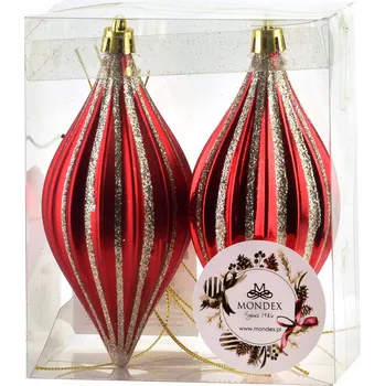 Vánoční dekorace Sada 2 elegantních červených vánočních koulí SANTA LILA