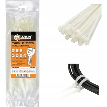 Stahovací páska Stahovací páska nylonová bílá 3x200mm 100ks Polax